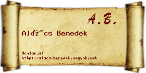 Alács Benedek névjegykártya