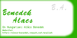 benedek alacs business card